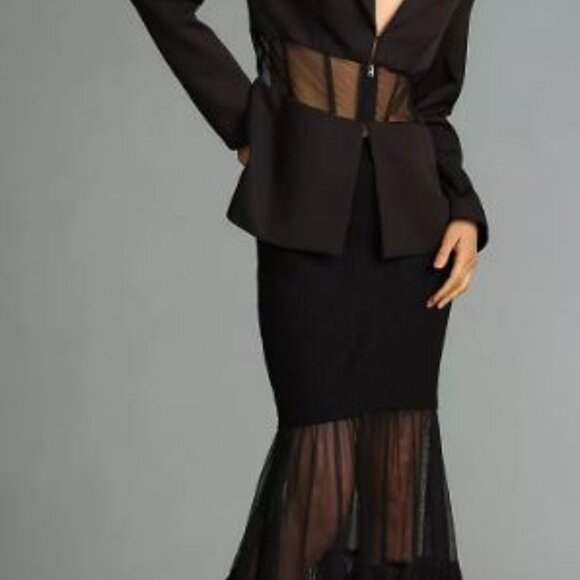 NWOT By Anthropologie Sheer Pleated Knit Midi Skirt Size M Stitch Fix Fall - Picture 3 of 14